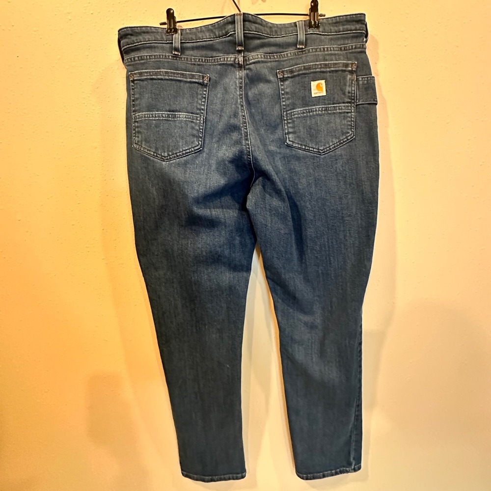 Carhartt Jeans Women 18 Tall Blue Relaxed Straight Leg Utility Workwear Denim - Picture 3 of 16